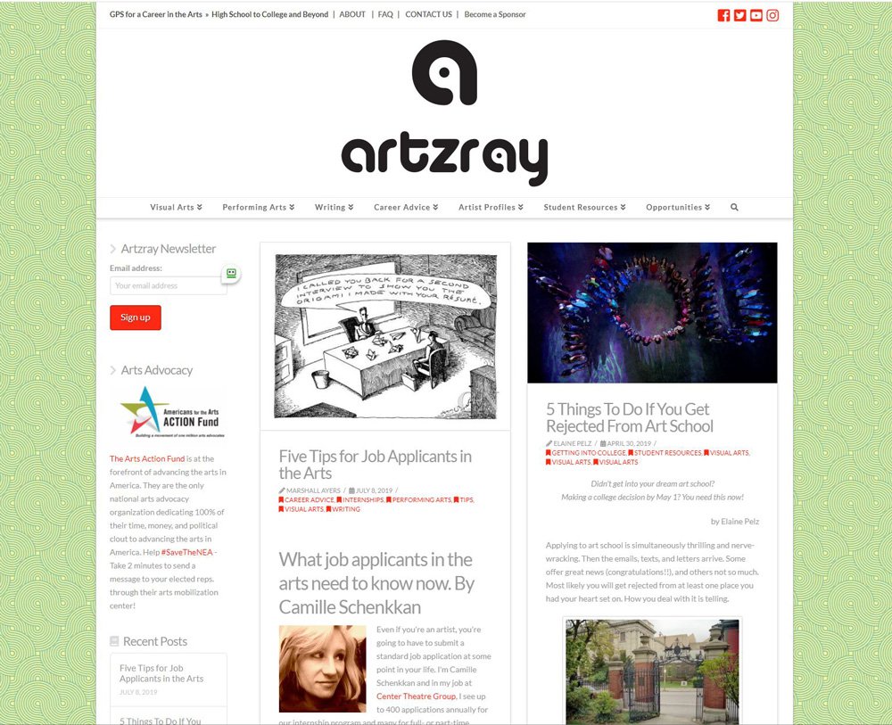 Artzray Homepage Screenshot - Redesign in X