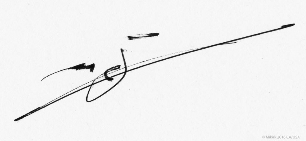 drawing - ink line gestural stick figure by Michael Kirk