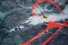 "Rends" (close detail deathray)  by Mikirk 2005 (acrylic on billboard paper ~6'x5')